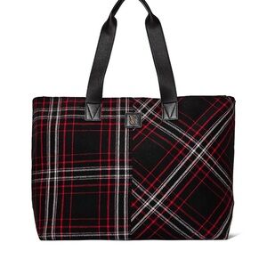 Victoria's Secret Large Black and Red Plaid Tote